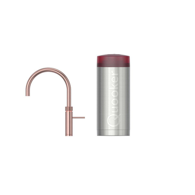 Quooker Fusion Round kokendwaterkraan - draaibare uitloop - Combi+ incl. Cube reservoir - Warm / kokend / bruisend / gefilterd water - Rosé koper