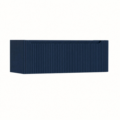 H&R Badmeubelen Juice Wastafelonderkast - 120x45x40cm - rechterhoek afgerond - 3D-front - 1 lade - geïntegreerde greep - blue oak