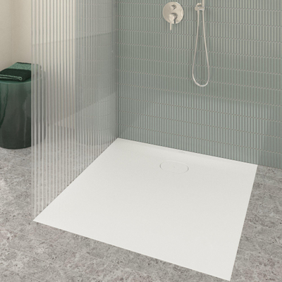 Villeroy & Boch Ecora douchebak - 100x100x3.5cm - afvoer korte zijde - white alpine (wit)
