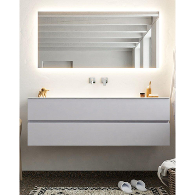 Mondiaz VICA ensemble de meuble de salle de bain - 150cm - meuble sous-vasque cale - 2 tiroirs - lavabo moon milieu - sans trou de robinet - miroir LED - version XL 60cm haut