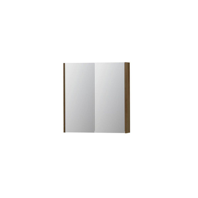 INK SPK2 spiegelkast – 70x74x14 cm – 2 deuren, dubbelzijdige spiegeldeuren – Massief eiken Ash grey
