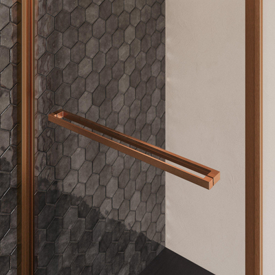 BRAUER Luminis Douchecabine - 90x90x200cm - 2-delig naar binnen draaiend - helder glas - omkeerbaar - incl. glascoating - geborsteld koper PVD