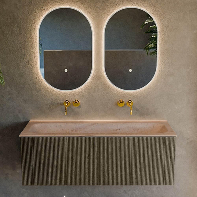 MONDIAZ KURVE-DLUX 120cm badmeubel kleur Shadow met 1 lade en 0 deuren. Wastafel BIG LARGE Midden zonder kraangat Saba.