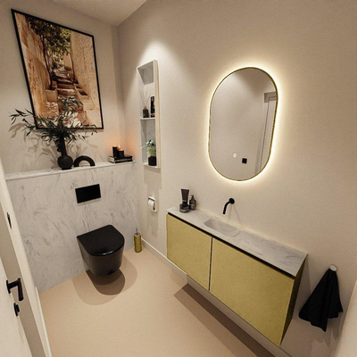 MONDIAZ TURE-DLUX meuble WC 100 cm Oro. EDEN lavabo Opalo position centrale. Sans trou de robinet.