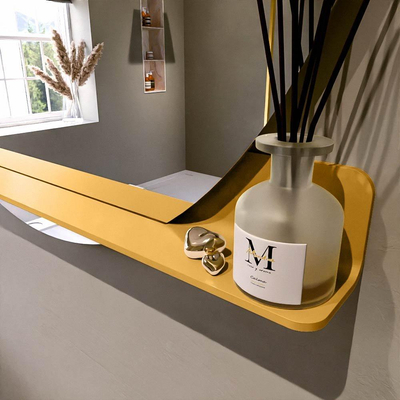 Mondiaz SPOT spiegel – Ø120 cm – met planchet – Ocher (geel)