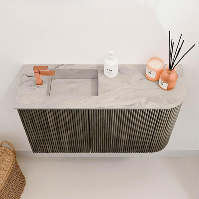 Mondiaz JOYA-DLUX 71.6cm toiletmeubel - ronding rechts kleur Shadow - Wastafel FAYE positie Links 1 kraangat kleur Glace.