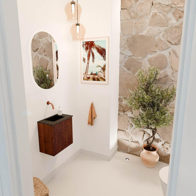 Mondiaz JOYA 40cm meuble de toilette - couleur Ruby - Vasque FAYE position Milieu Sans trou de robinet couleur Urban.