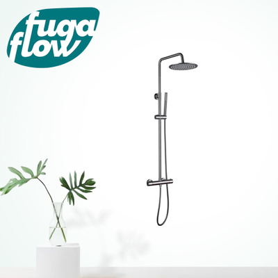 FugaFlow Eccelente Sobrado Badkamer Thermostatische Regendoucheset - 25cm - ronde hoofddouche - staafhanddouche - Gunmetal PVD