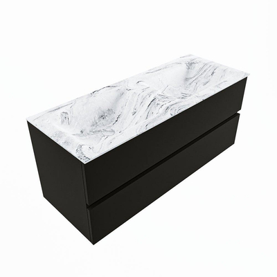 Mondiaz VICA-DLUX Ensemble de meuble de salle de bain - 120cm - meuble sous-vasque urban - 2 tiroirs - lavabo encastré cloud double - 2 trous de robinet - version haute de 60cm - glace