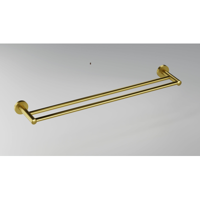 Fortifura Calvi Handdoekhouder - dubbel - rond - PVD - geborsteld messing (goud)