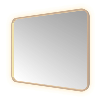 Hotbath &MORE Spiegel - 100x80cm - direct en indirect LED - color changing - spiegelverwarming - met afstandsbediening - PVD - geborsteld koper