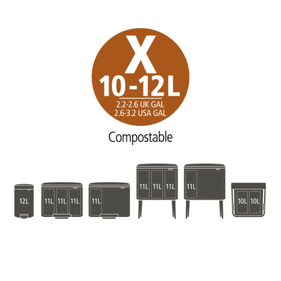 Brabantia PerfectFit Afvalzakken - composteerbaar - code X - 10-12 liter - 10 stuks