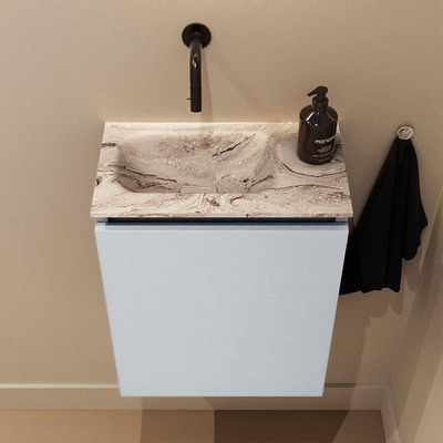 MONDIAZ TURE-DLUX meuble WC 40cm Clay. Lavabo EDEN Glace position à gauche. Sans trou de robinet.