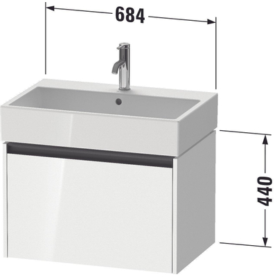 Duravit ketho 2 meuble sous lavabo avec 1 tiroir 68.4x46x44cm avec poignée anthracite basalte mat