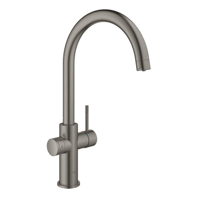 Grohe Blue Home Keukenkraan - C-uitloop - 1-gats - filterfunctie - plat licht en bruisend water - brushed hard graphite (antraciet)