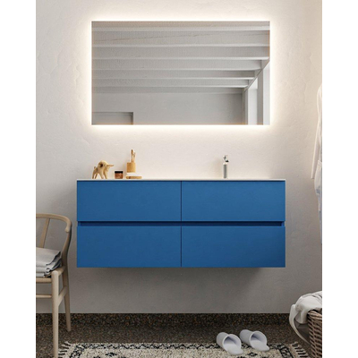 Mondiaz VICA ensemble de meuble de salle de bain - 120cm - meuble sous-vasque jeans - 4 tiroirs - lavabo cloud droite - 1 trou de robinet - miroir LED - version XL 60cm de haut