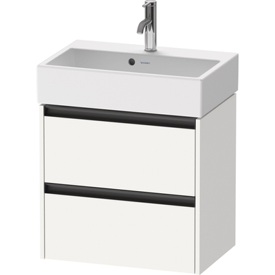 Duravit Ketho.2 Wastafelonderbouwkast - met 2 laden - 58.4x39x54.9cm - met grepen antracietwit - mat wit