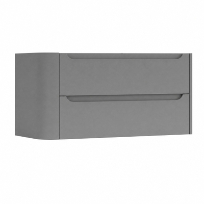 H&R Badmeubelen Juice Meuble sous vasque - 100x45x50cm - coin gauche arrondi - 2 tiroirs - poignée intégrée - gris pierre mat