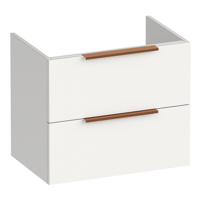 BRAUER Elevate meuble sous lavabo peu profond 60 excl. poignées à poser 2 tiroirs softclose et 1 découpe pour le siphon - blanc mat