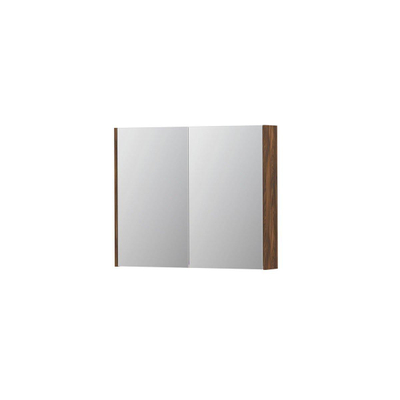 INK SPK2 armoire de toilette – 90 x 74 x 14 cm – 2 portes, portes-miroir double face – Noyer