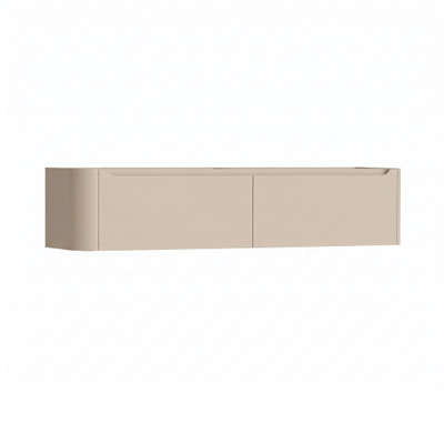 H&R Badmeubelen Juice Wastafelonderkast - 180x45x40cm - linkerhoek afgerond - 2 lades - geïntegreerde greep - Merino