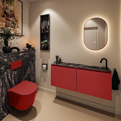 MONDIAZ TURE-DLUX 120cm toiletmeubel Fire. EDEN wastafel Lava positie rechts. Met 1 kraangat.