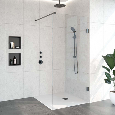 BRAUER Void inloopdouche helder glas 100x200 incl. glascoating PVD gunmetal geborsteld