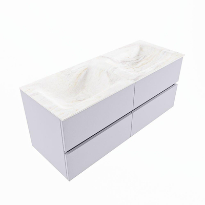 Mondiaz VICA-DLUX ensemble de meuble de salle de bain - 120cm - meuble sous-vasque cale - 4 tiroirs - lavabo encastrée cloud double - sans trous de robinet - version haute de 60cm - ostra