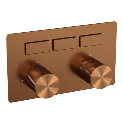 BRAUER Copper Carving Inbouwthermostaat - 3 functies - inclusief inbouwdeel - drukknoppen - in/afbouwdelen - geborsteld koper PVD