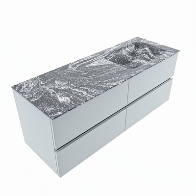 Mondiaz VICA-DLUX ensemble de meuble de salle de bain - 130cm - meuble sous-vasque argile - 4 tiroirs - lavabo encastrée nuage droite - sans trous de robinet - version haute de 60cm - lave