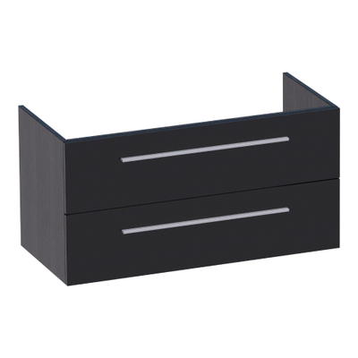 BRAUER EX Meuble sous lavabo - 100x46x50cm - 2 tiroirs softclose - sans poignée - 1 découpe pour le siphon - MFC - bois noir