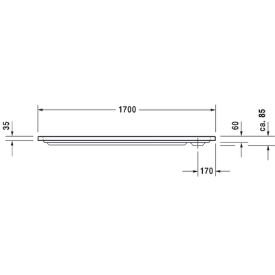 Duravit D-code Kunststof douchebak acryl rechthoekig - zonder paneel - 170x70cm - met afvoergat - diameter 90mm - wit