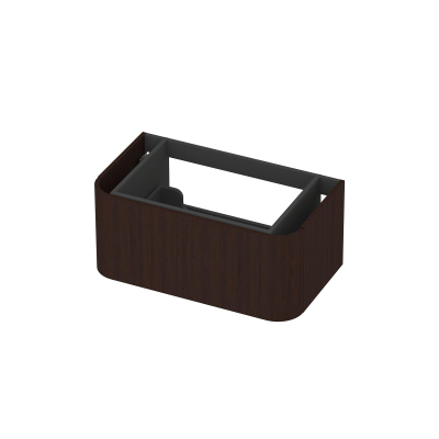 INK Concept R Wastafelonderkast - 80x45x35cm - 1 lade - opliggende grepen - afgeronde hoeken - MDF - dark veneer