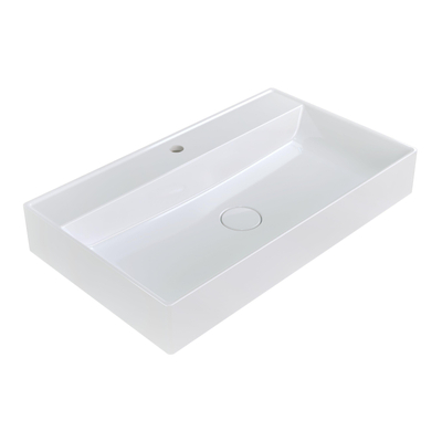 Arcqua Edge Opbouw Wastafel - 80x47x12cm - 1 kraangat - cast marble - glans wit