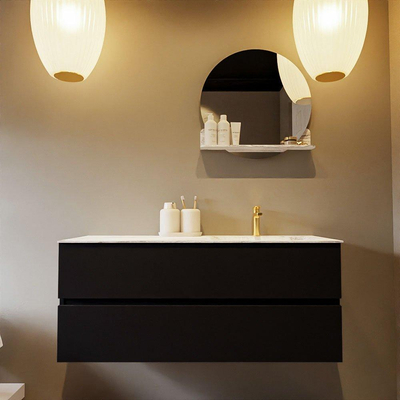 Mondiaz VICA-DLUX Ensemble de meuble de salle de bain - 120cm - meuble sous-vasque urban - 2 tiroirs - lavabo encastré cloud droite - 1 trou de robinet - version haute de 60cm - glace