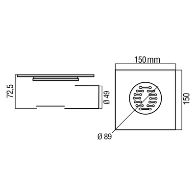 Differnz Basic Siphon de douche Siphon de douche sortie latérale mat 15 x 15 cm