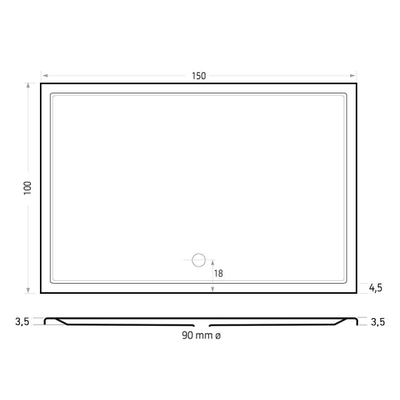 Xenz Mariana receveur de douche - 150x100x7 - Acrylique - blanc