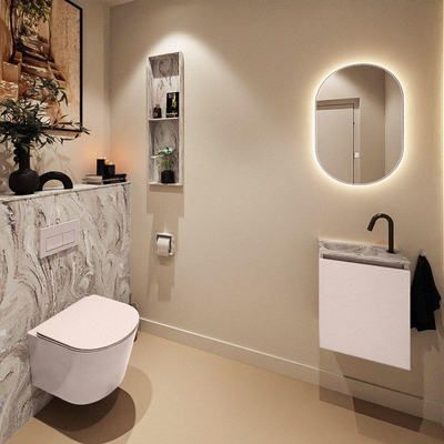 MONDIAZ TURE-DLUX 40cm toiletmeubel Rosee. EDEN wastafel Glace positie links. Met 1 kraangat.