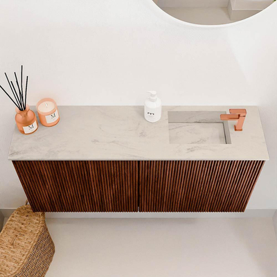 Mondiaz JOYA-DLUX 90cm toiletmeubel - kleur Ruby - Wastafel FAYE positie Rechts 1 kraangat kleur Opalo.
