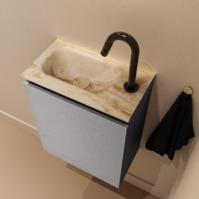 MONDIAZ TURE-DLUX 40cm toiletmeubel Plata. EDEN wastafel Frappe positie links. Met 1 kraangat.