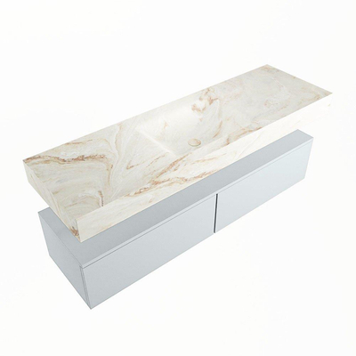 Mondiaz ALAN-DLUX Ensemble de meuble - 150cm - meuble Clay mat - 2 tiroirs - Lavabo Cloud Frappe suspendu - vasque Centre - 0 trous de robinet