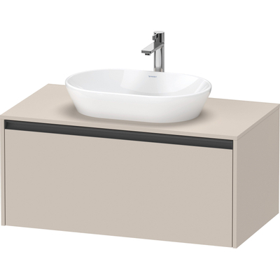 Duravit Ketho.2 Wastafelonderbouwkast - inclusief consoleplaat - met 1 lade - 100x55x45.9cm - met handgreep antraciet - taupe mat
