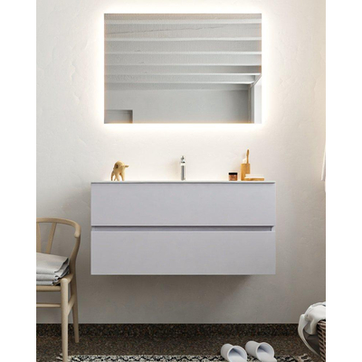 Mondiaz VICA ensemble de meuble de salle de bain - 100cm - meuble sous-vasque cale - 2 tiroirs - lavabo moon milieu - 1 trou de robinet - miroir LED - version XL 60cm haut