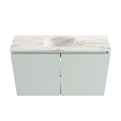 MONDIAZ TURE-DLUX Meuble de toilettes 80cm Greey. Lavabo EDEN Frappe position milieu. Avec 1 trou de robinet.