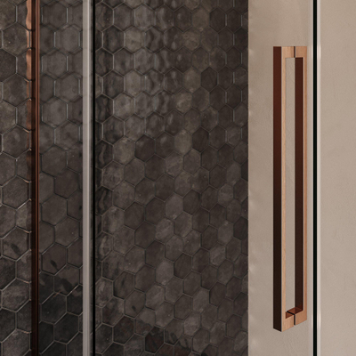 BRAUER Stellar Douchecabine - 100x80x200cm - draaideur - glascoating - omkeerbaar - helder glas - geborsteld koper PVD