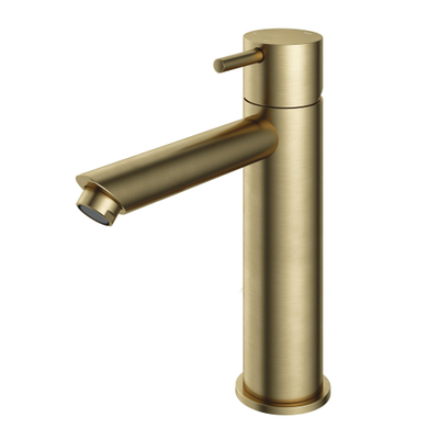 Hotbath Cobber mitigeur de lavabo hauteur moyenne avec bec droit sans waste laiton brossé