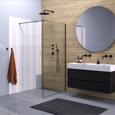 Brauer Season Douche à l'italienne - 100x200cm - verre clair avec cadre - Noir