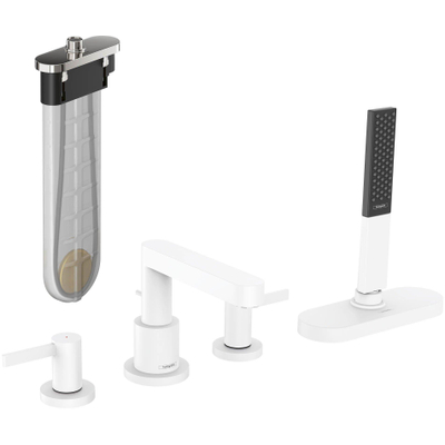 Hansgrohe Finoris Ensemble de robinetterie de baignoire 4 trous avec s-box blanc mat