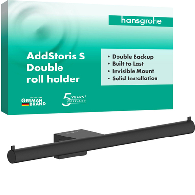 Hansgrohe AddStoris S dubbele closetrolhouder mat zwart