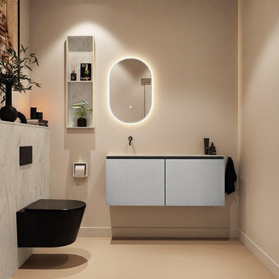 MONDIAZ TURE-DLUX Meuble toilette - 120cm - Plata - EDEN - vasque Opalo - position gauche - sans trou de robinet